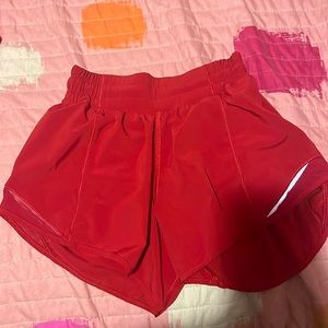 red 4inch hotty hot shorts, size 2
